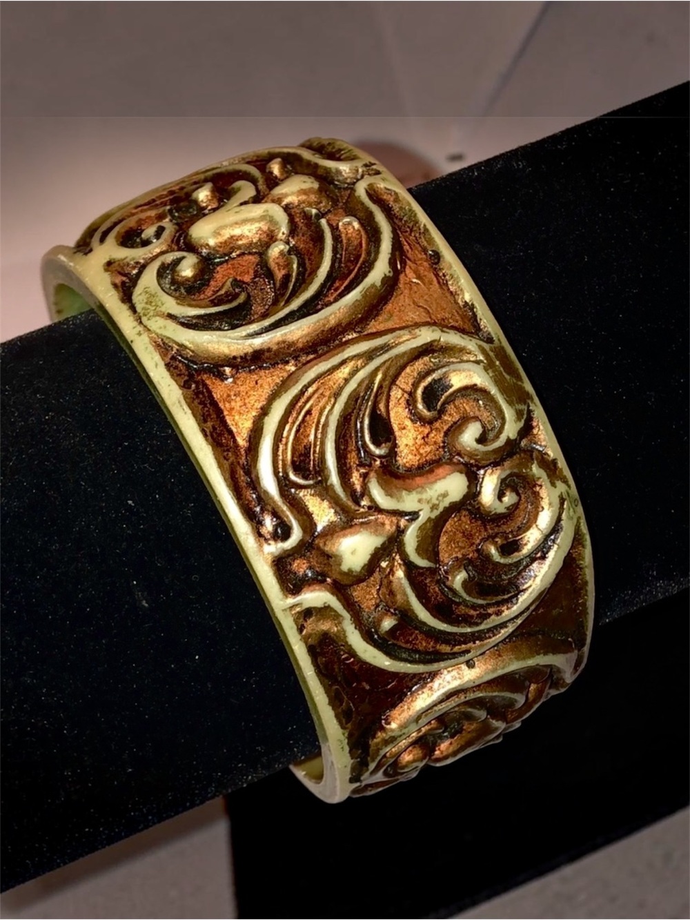 BANGLE BRACELET | Vintage Boho Aged Bronze Chunky Style | Neutral Tones | Unisex - Picture 5 of 12
